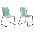 Tento Campait Shasta Metal & Wasabi Rope Stackable Outdoor Dining Chair Black Powder Coated & Brick Red-Set of 2 TE2094001